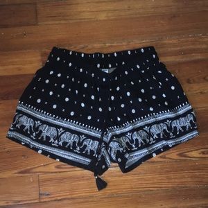 black and white printed shorts
